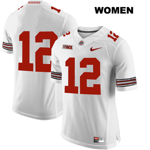 Ohio State Buckeyes Women's Matthew Baldwin #12 White Authentic Nike No Name College NCAA Stitched Football Jersey ML19T55VW